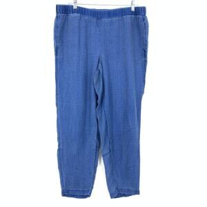 J. Jill Pure Jill Indigo Cropped Tapered Leg Pants Womens Sz L Blue Chambray